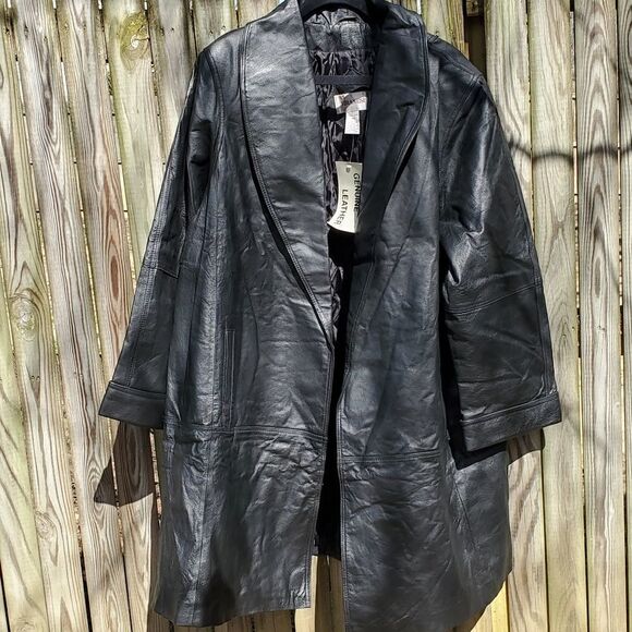 Black Leather Jacket/Coat  - Picture 1 of 10
